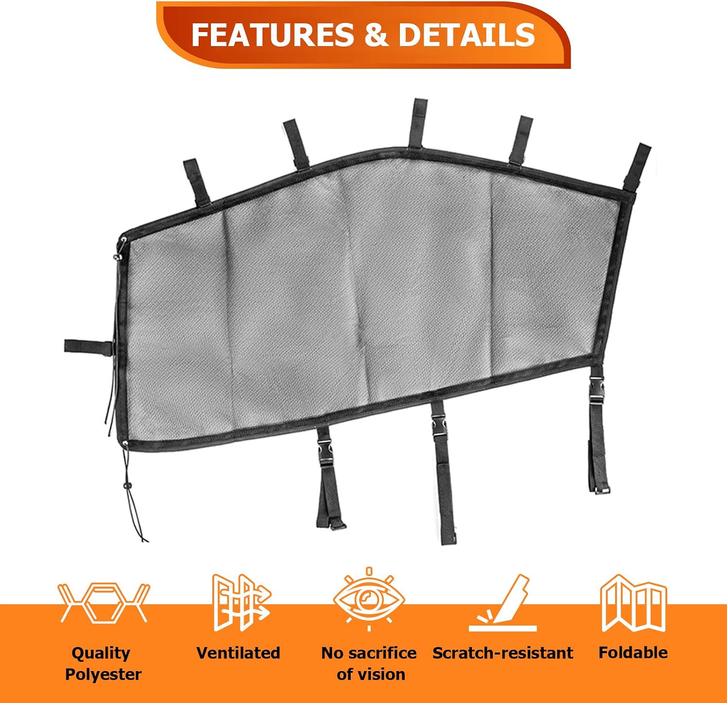 WeiSen Soft Side Window Nets Side Window Mesh Shade Shield Cover Sun Protection Compatible with Polaris 2022-2024 RZR PRO R (2 Seats)