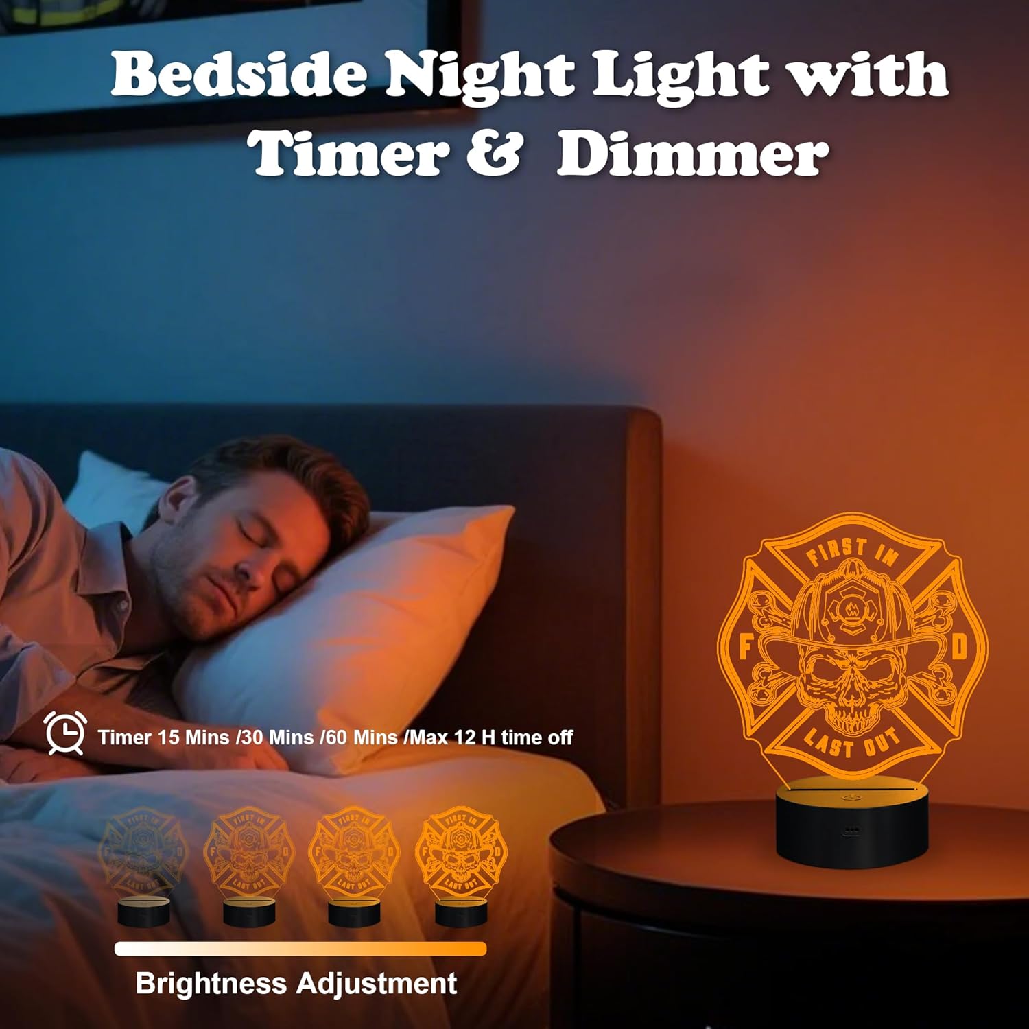Firefighter Gifts, Fire Fighter Gifts Men, Fireman Night Light with 16 Colors Changing & Timer & Dimmer, Creative Gifts for Easter, Birthday, Father's Day, Graduation, Thank you for Firefighter, Women