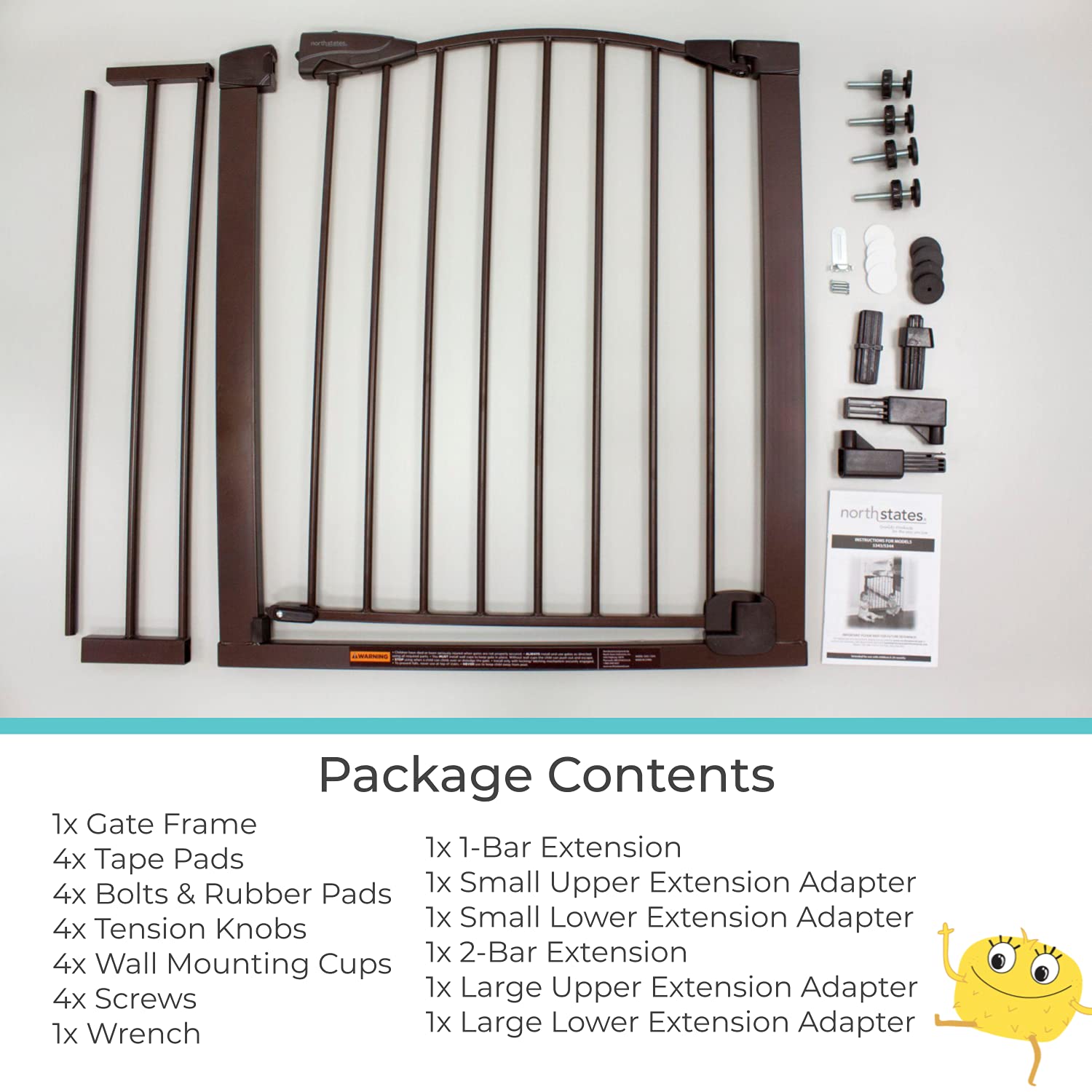 Toddleroo by North States 40.5" Wide Stone Arch Auto Close Baby Gate: Self-Closing gate with Hold-Open Feature. Pressure Mount. Fits Openings 29.75â€_x009d_ to 40.5â€_x009d_ Wide (31" Tall, Bronze)