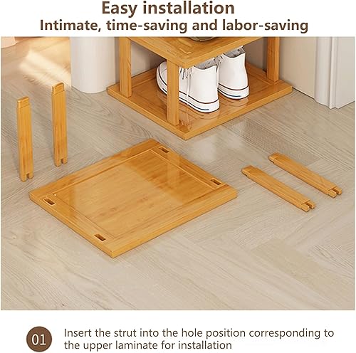 Miniatura 6 de clinmday Zapatero escalonado, madera y ahorro de espacio y pequeño  estrecho  Zapatero de esquina alto para entrada, zapatero de esquina torre para