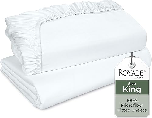 Miniatura 23 de Royale Linens Paquete de 2 sábanas bajeras, sábanas elásticas, sábana bajera individual, suave y transpirable, microfibra cepillada de 1800