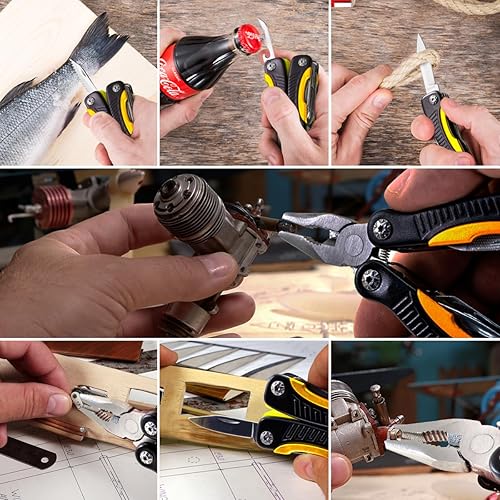 Miniatura 9 de Mini cuchillo multiherramienta 12 en 1  Herramienta multiherramienta de bolsillo pequeño con cuchillo y alicates  La mejor herramienta multiusos