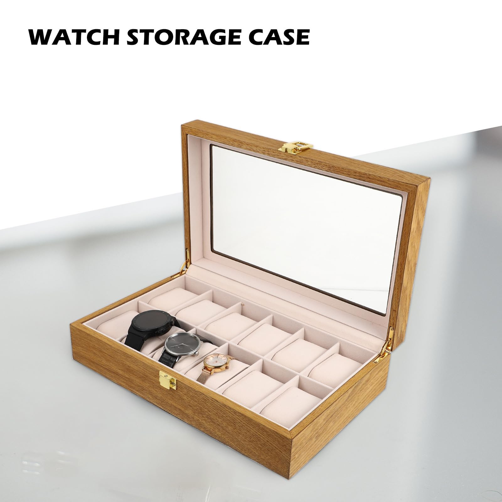 Toyvian Caja para Reloj de Pulsera de Madera, 12 Ranuras, Estilo Vintage