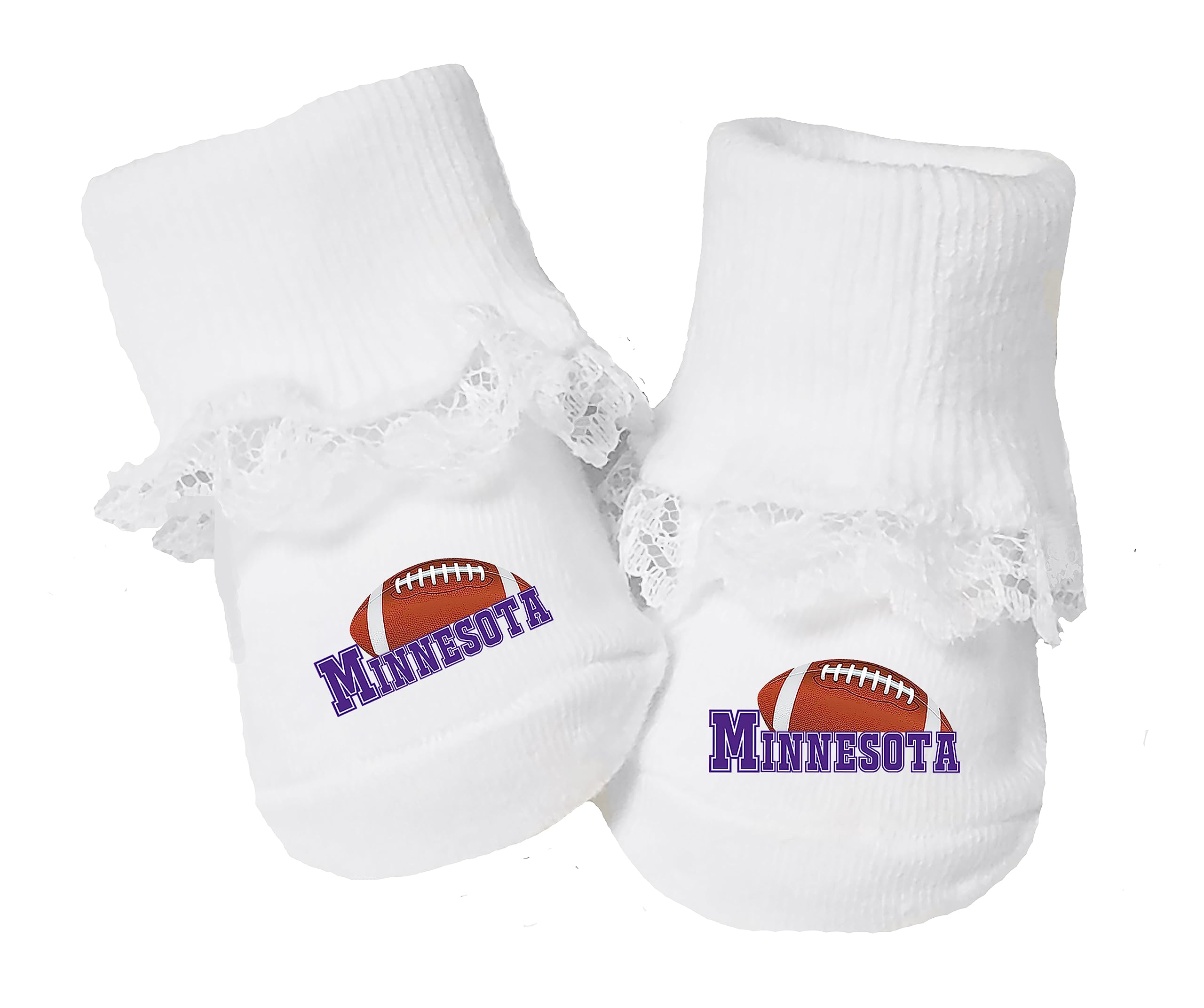 Future Tailgater Baby Toe Bootie Socks with Lace for Minnesota Fans