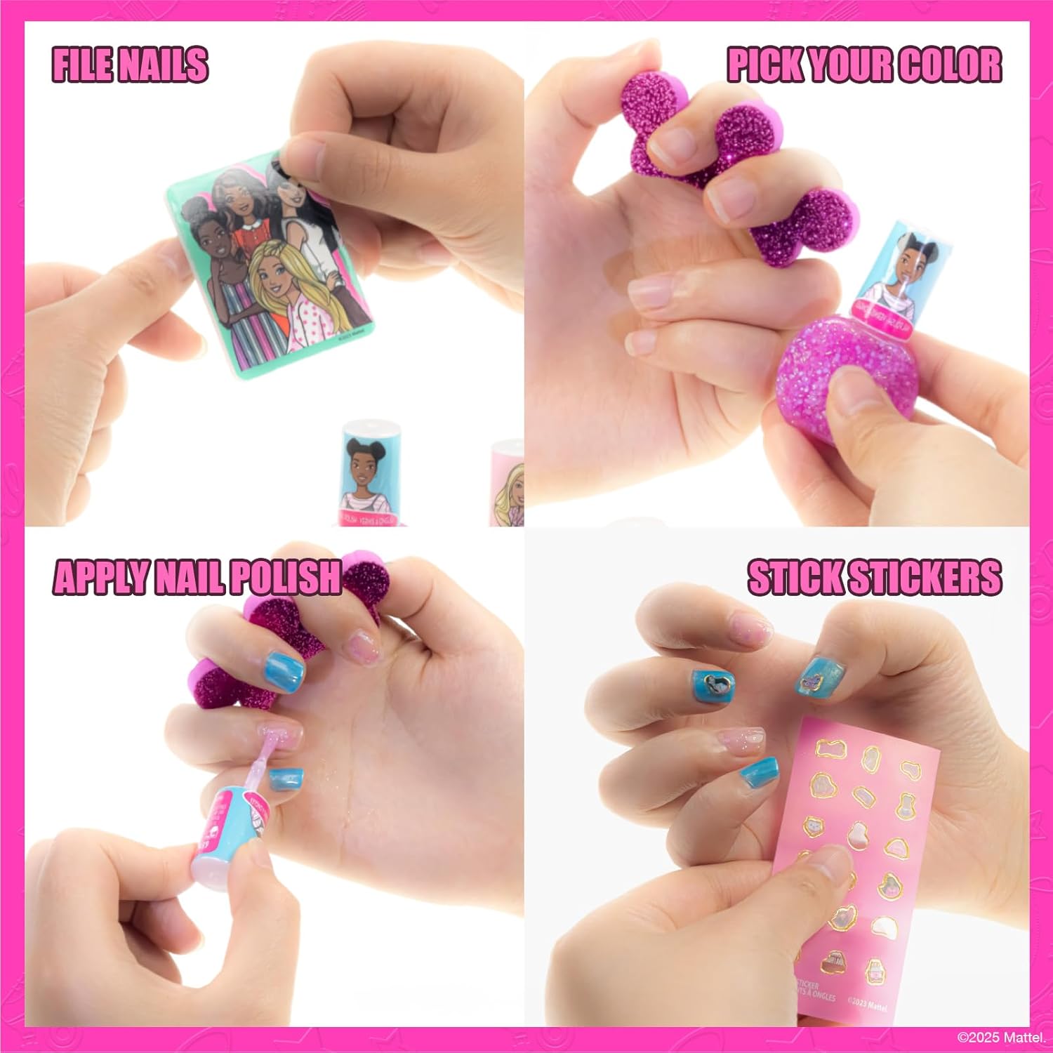 Barbie Makeup Filled Backpack Set, Including Lip Balm, Nail Polish, Nail File, Hair Bows Ages 3+ for Parties, Sleepovers Makeovers, by Townley Girl - Image 5