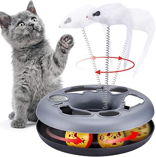 Pawzone Juguetes para gatos, juguetes para gatos de interior, juguetes interactivos para gatitos, pistas de rodillos con hierba gatera, juguete para