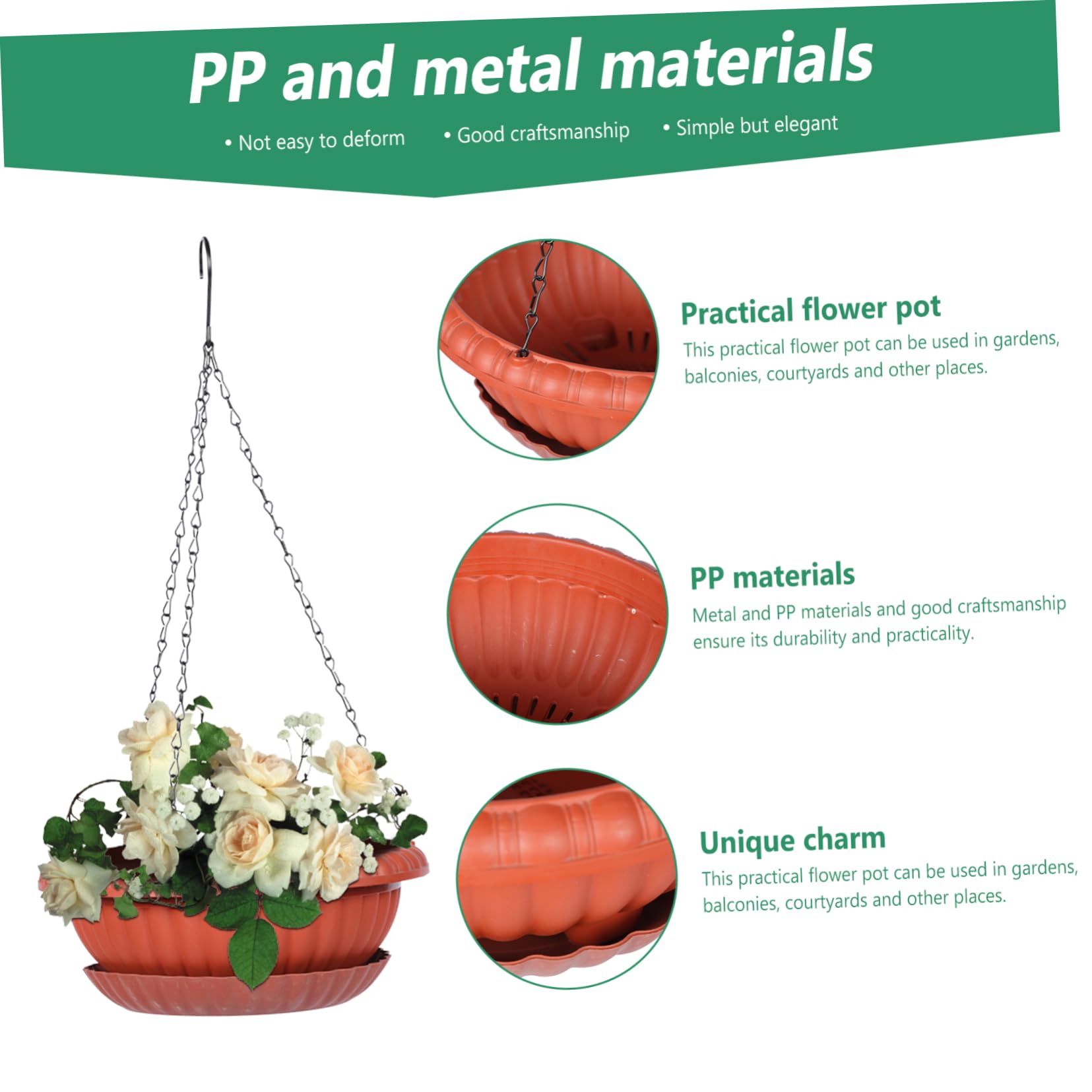 BESPORTBLE 4sets Portavasi Sospesi in Vassoi Fioriere Sospese Per Giardino Vasi Da Fiori Per Chlorophytum Accessori Da Giardino in Metallo e Pp