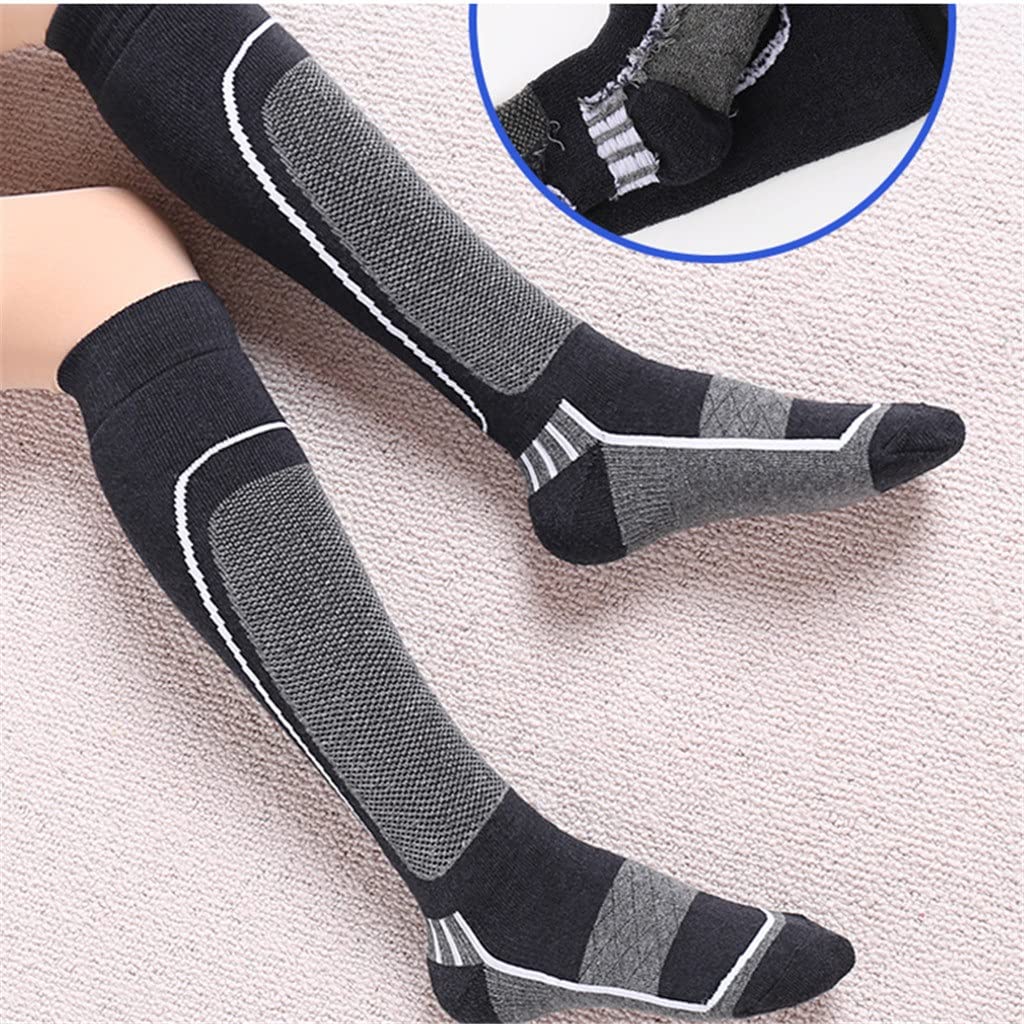 1 Paar Skisocken, Wolle, dick, thermisch, kniehoch, Winter, Snowboard, Sportsocken, Outdoor-Wandersocken (EU 35–39))