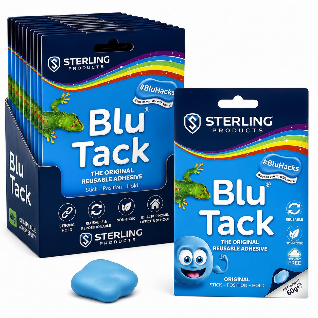 Blue Adhesive Putty (3 Pack) – Professional Grade, Non-Toxic Mounting Tack for Home & Office