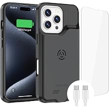 Alpatronix Battery Case for iPhone 16 Pro Max, Portable Strong Slim Protective Extended Charger Cover, 15W Fast Charging, High Capacity with Wireless Charging Case BX16PM Black