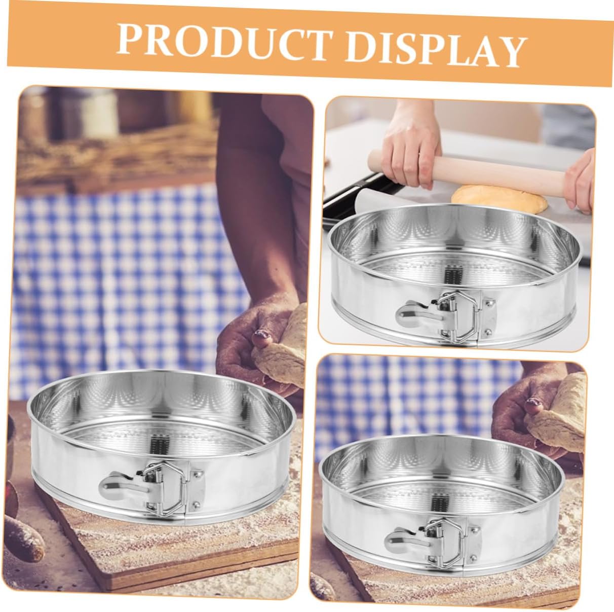Springform Cake Pan 9-inch Stainless Steel 304 Removable Bottom Locking Cheesecake Baking Tin with Spring Latch for Home Kitchen Bakeware