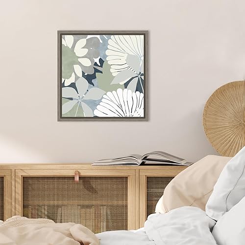 Miniatura 6 de Amanti Art Framed Canvas Wall Art 16x16 Big Retro Flowers II by Flora Kouta, Framed Wall Art Canvas, Abstract Artwork, Country Rustic Decor, Small