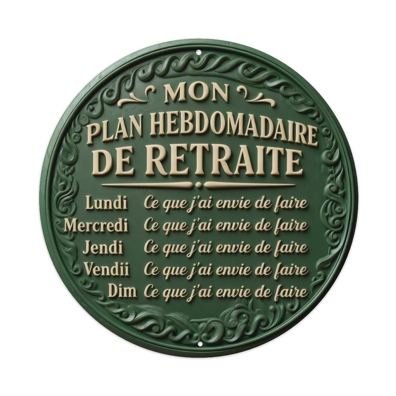 My Weekly Retirement Plan Round Metal Tin Sign Vintage Wall Decor, Bar Garage Cafe Kitchen Home Wall Art Poster 8x8inches