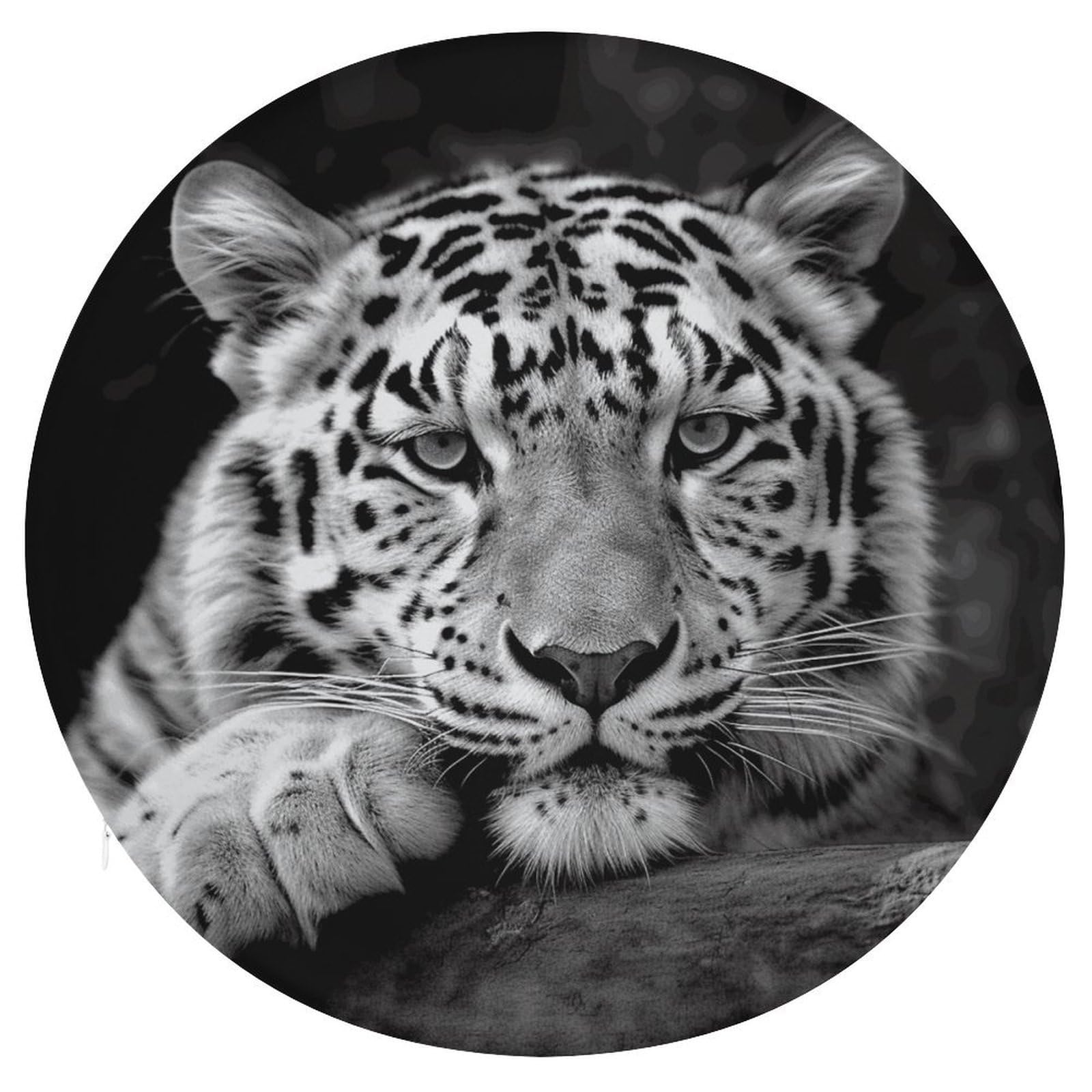 Wsoihfec Style Black And White Tiger Seat Cushion Round Chair Pad