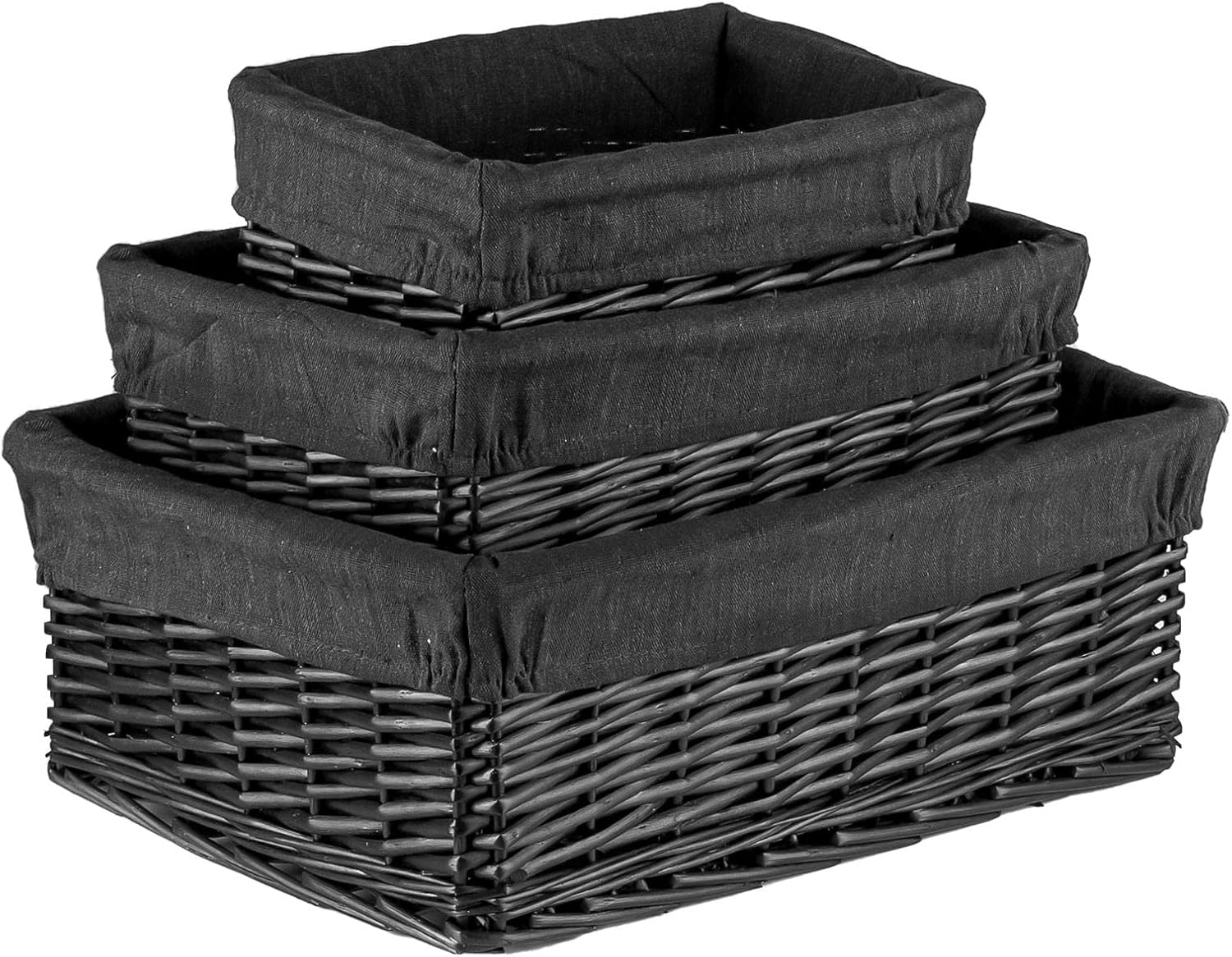 Innoteck Essentials Set of 3 Resin Wicker Storage Baskets with Lining