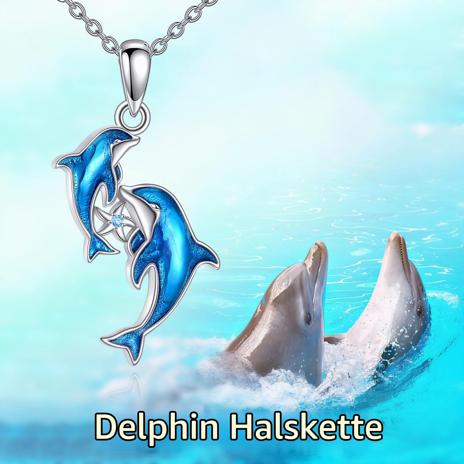 YFN 925 Sterling Silber Delfin Halskette – Elegante Meerjungfrau Anhänger Kette für Frauen – Perfekt Geschenk für Muttertag
