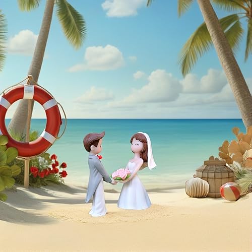 Miniatura 7 de SAFIGLE Adornos de muñeca de pareja de boda de 1.9 pulgadas, figuras de novia y novio, adornos de resina para decoración de mesa de fiesta de boda