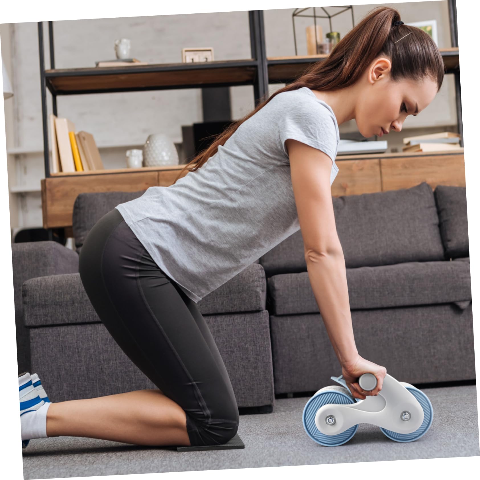 Rodillo Abdominal de Fitness con Rebote Automático, Doble Rueda