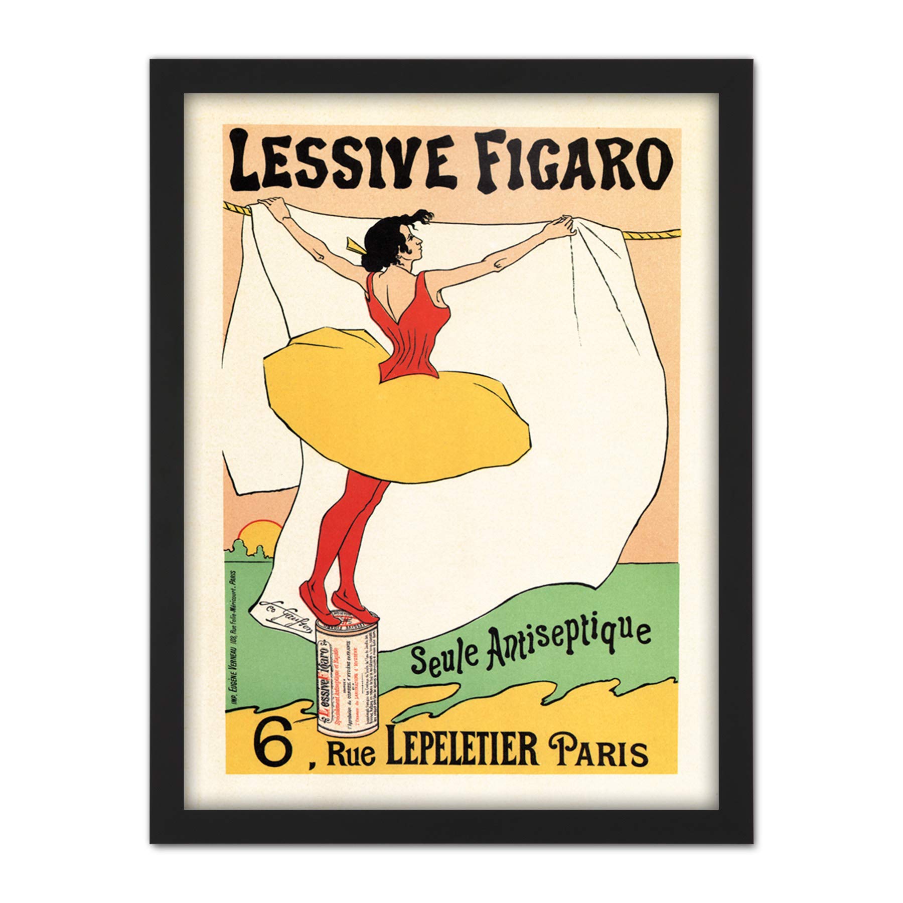 Wee Blue Coo Figaro Washing Powder Soap Paris France Artwork Framed Wall Art Print 18X24 Inch