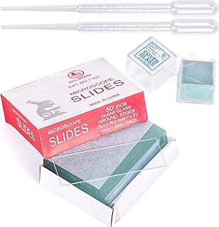 شرائح مجهر جاهزة من 50 قطعة 76 × 25 ملم، 100 قطعة من الأغطية الزجاجية، 20 × 20 ملم، مع قطرة، مناسبة لدروس علم الأحياء وإعداد العينات