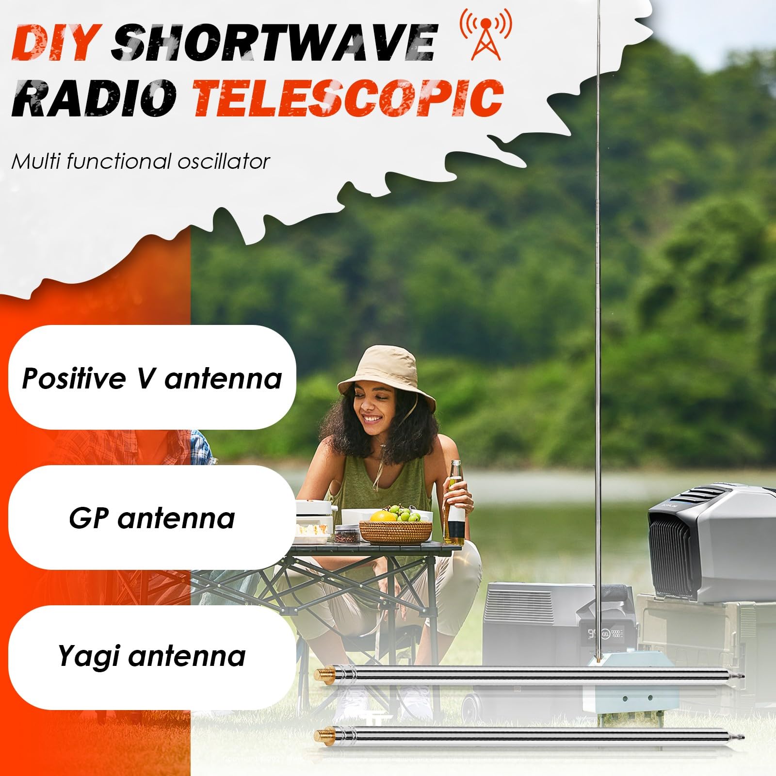2 pezzi 5,6 m di lunghezza per radio amatoriale, in acciaio inox, 14 sezioni, filettatura esterna M10, per la costruzione di antenne positive V, antenne GP e antenne Yagi