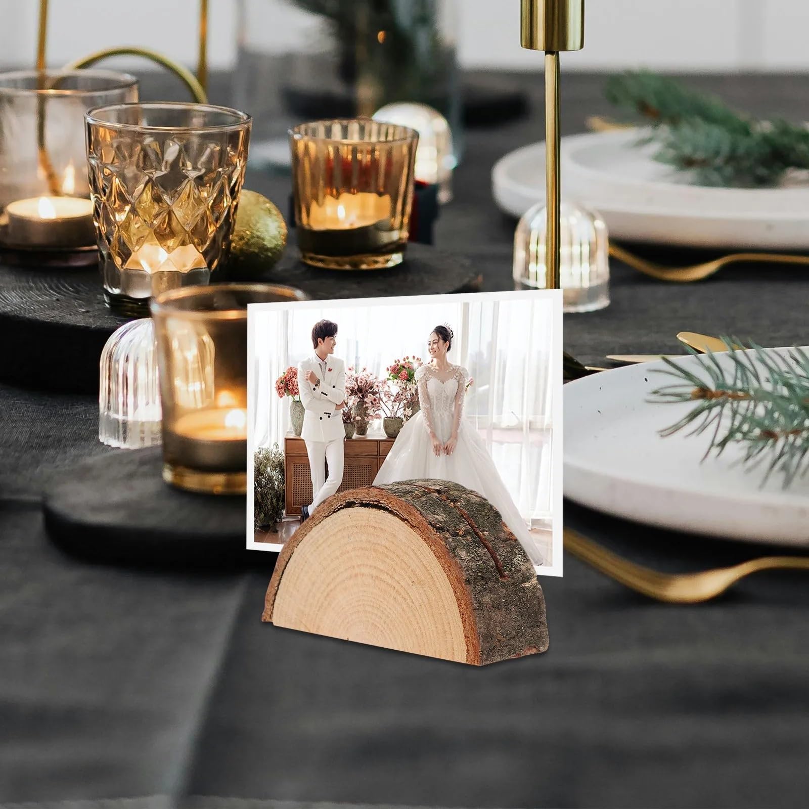 Memo-Clip-Halter, halbrund, aus Holz, für Karten, Fotos, Postkarten, Firmennamen, Tischnummern, Büro, Schule, für Tische, Geschäft, Büro, Hochzeit, Party, 50 Stück