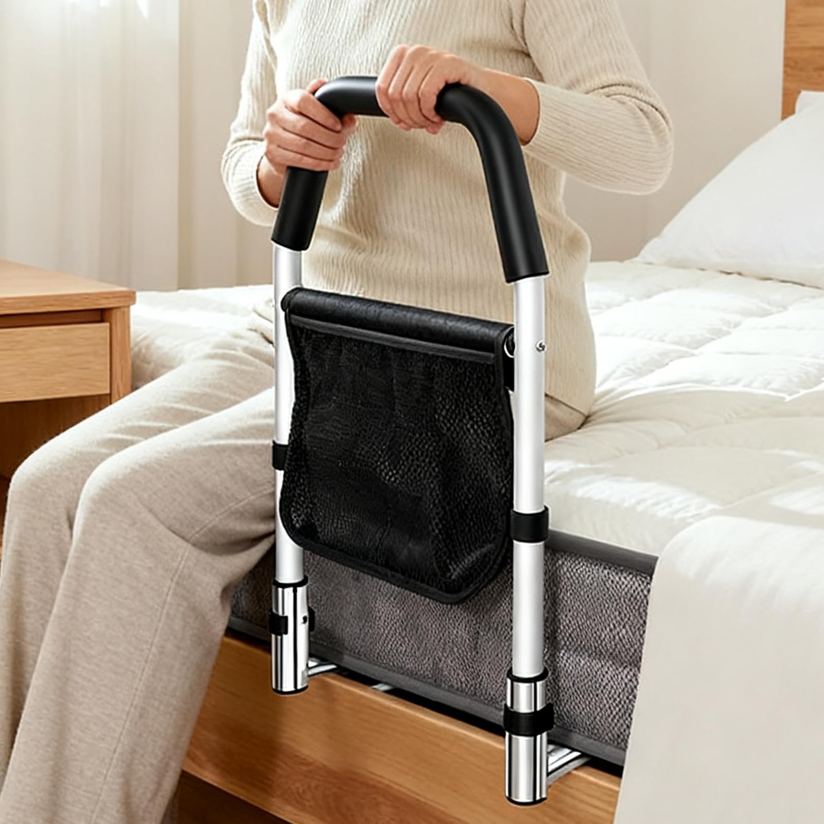 Sponde Del Per Anziani Supporto Portatile E Pieghievole Con Borsa Di | Barra Di Assistenza Al Con Maniglia Per Persone Anziane Per Disabili, Incinte, Casa, Ospedale