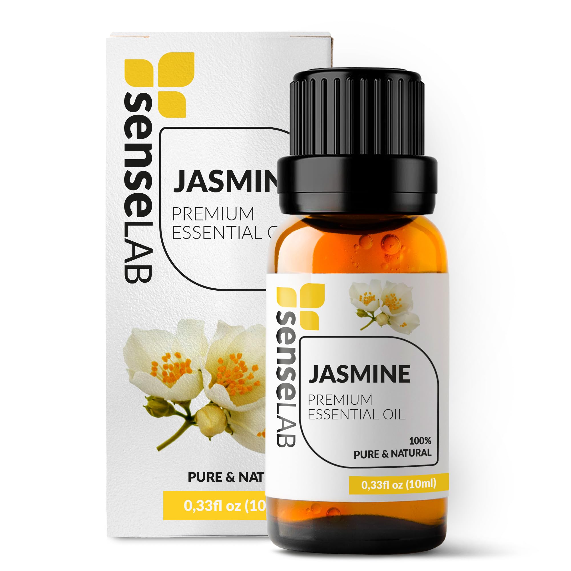 SenseLAB Aceite Esencial de Jazmín - Aceite de Jazmín Natural 100% Puro de Grado Terapéutico para Difusor de Aromaterapia - Aceite para el Cuidado del Cabello y la Piel (10 ml)
