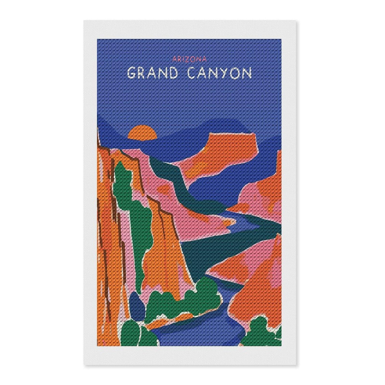 Junmoney Arizona Grand Canyon Diamond Painting Canvas Set 12"x20", Full Kit Included, Calming Craft to Unwind, Farmhouse Decor, Christmas Gift