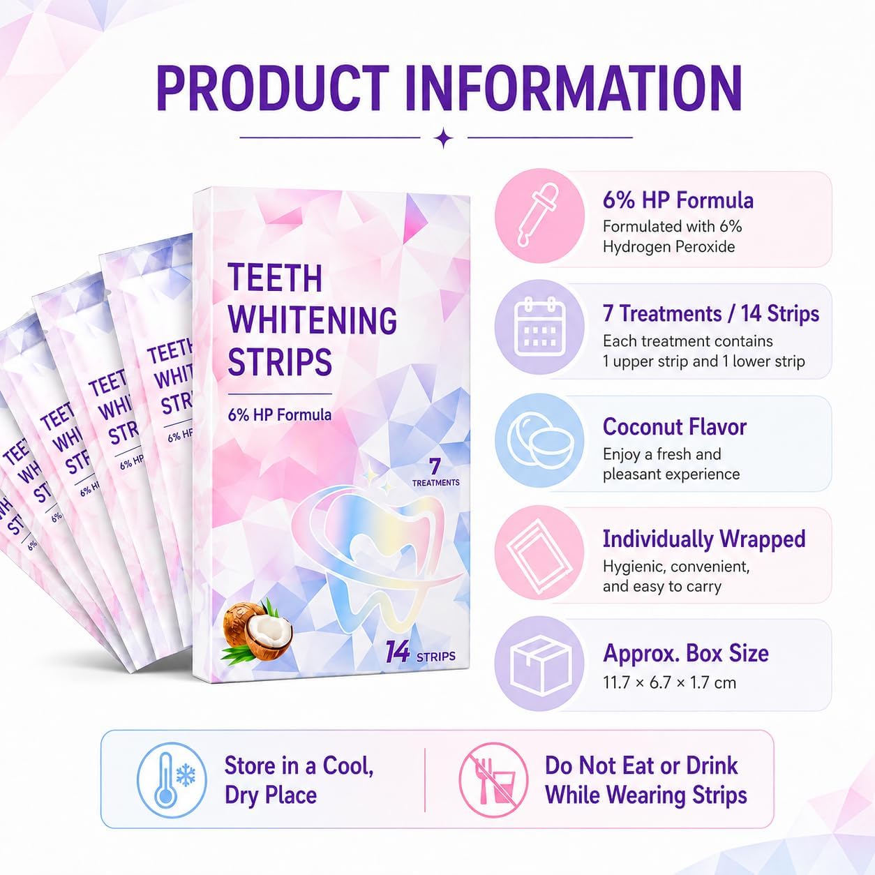 Teeth Whitening Strips 14 Treatments Kit - Enamel Safe Teeth Whitener, Peroxide-Free, Strips for Teeth Whitening(28 Strips) (56 Treatments,112Strips)
