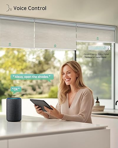 Miniatura 204 de Yoolax Persianas motorizadas con control remoto, persianas inteligentes opacas para ventanas, persianas enrollables motorizadas, persianas Tela