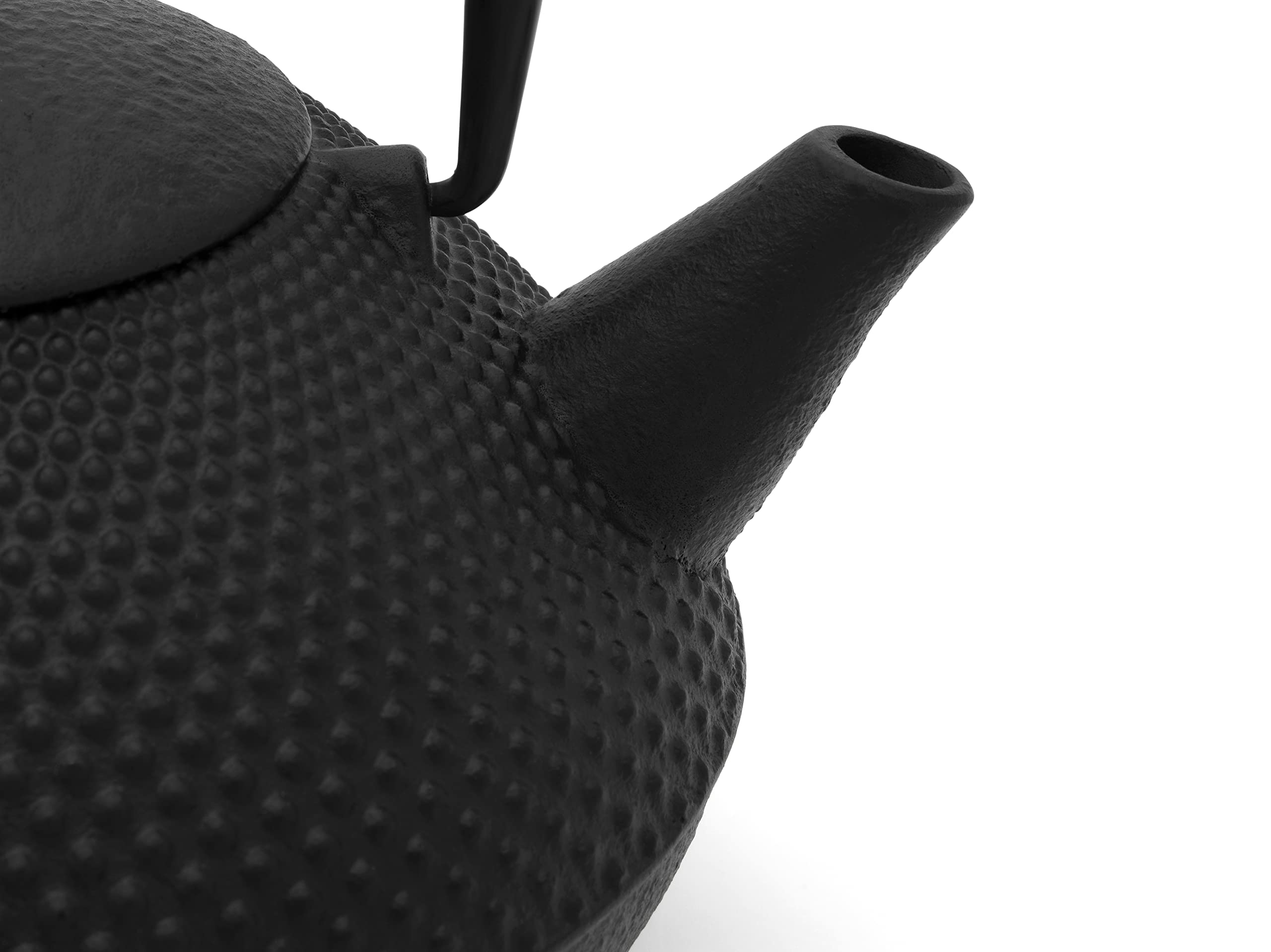 asiatische gusseiserne Teekanne 1.0 L mit Teefilter - emaillierte schwarze Gusskanne