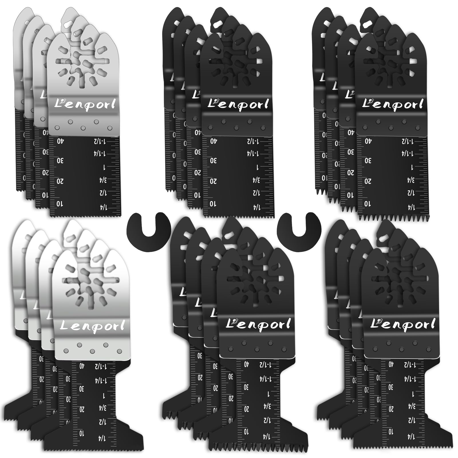24 Pcs Oscillating Saw Blades, Universal Wood Metal Oscillating Tool Blades, Multitool Quick Release Saw Blades Compatible with Dewalt Ryobi Milwaukee Rockwell Fein and More