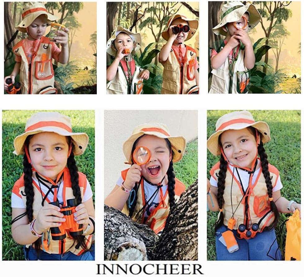 JTLB Kids Explorer Costume Set, 2Pcs Safari Vest and Hat for Outdoor Adventure, Bird Watching, with Washable Fabric (Green) - Image 7