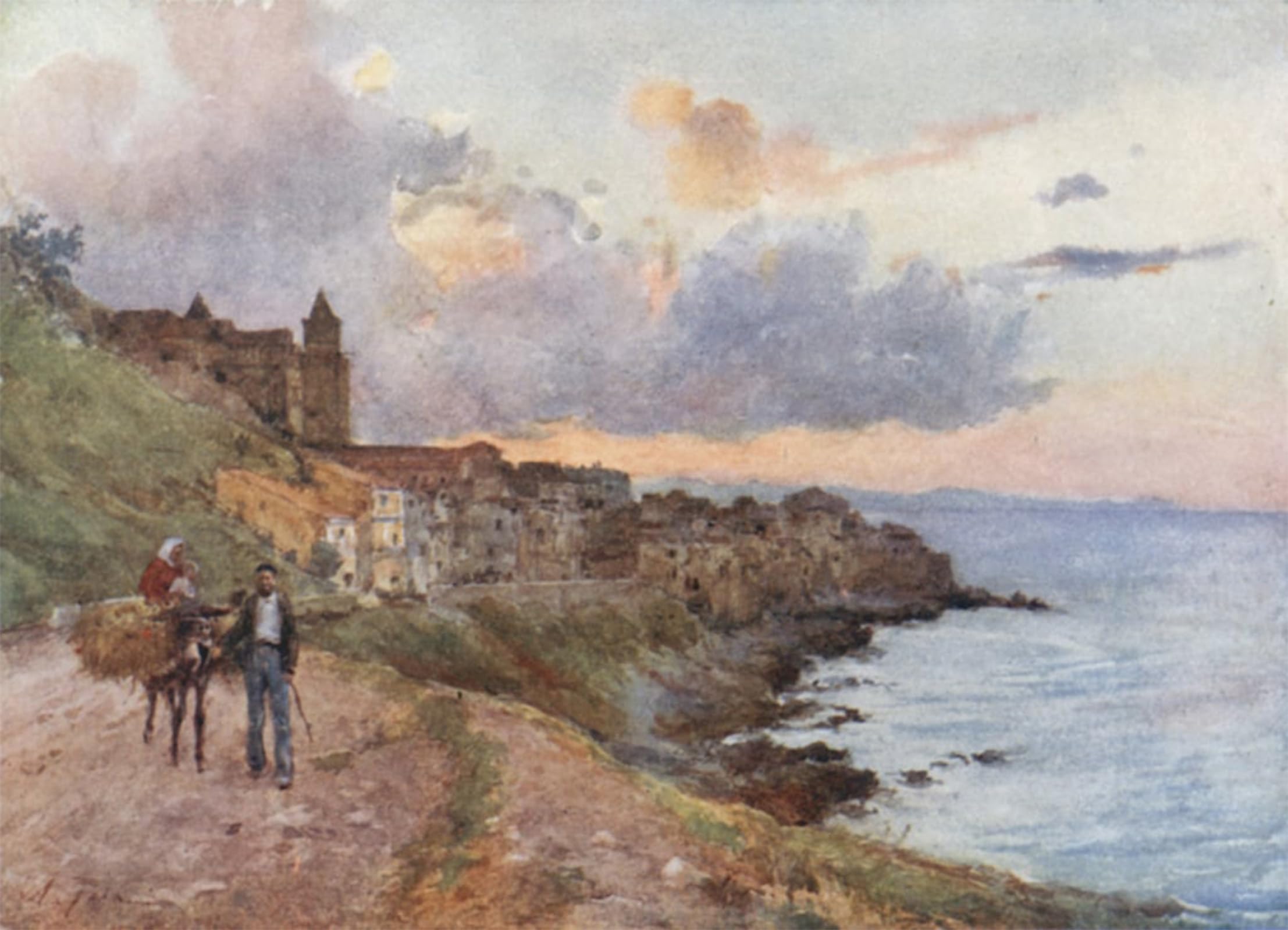 ARTXLXXBN Famous Art Print Poster Vintage Wall Art Cefalu Sunset by Alberto Pisa Canvas Art Poster for Home Decor 60x90cm