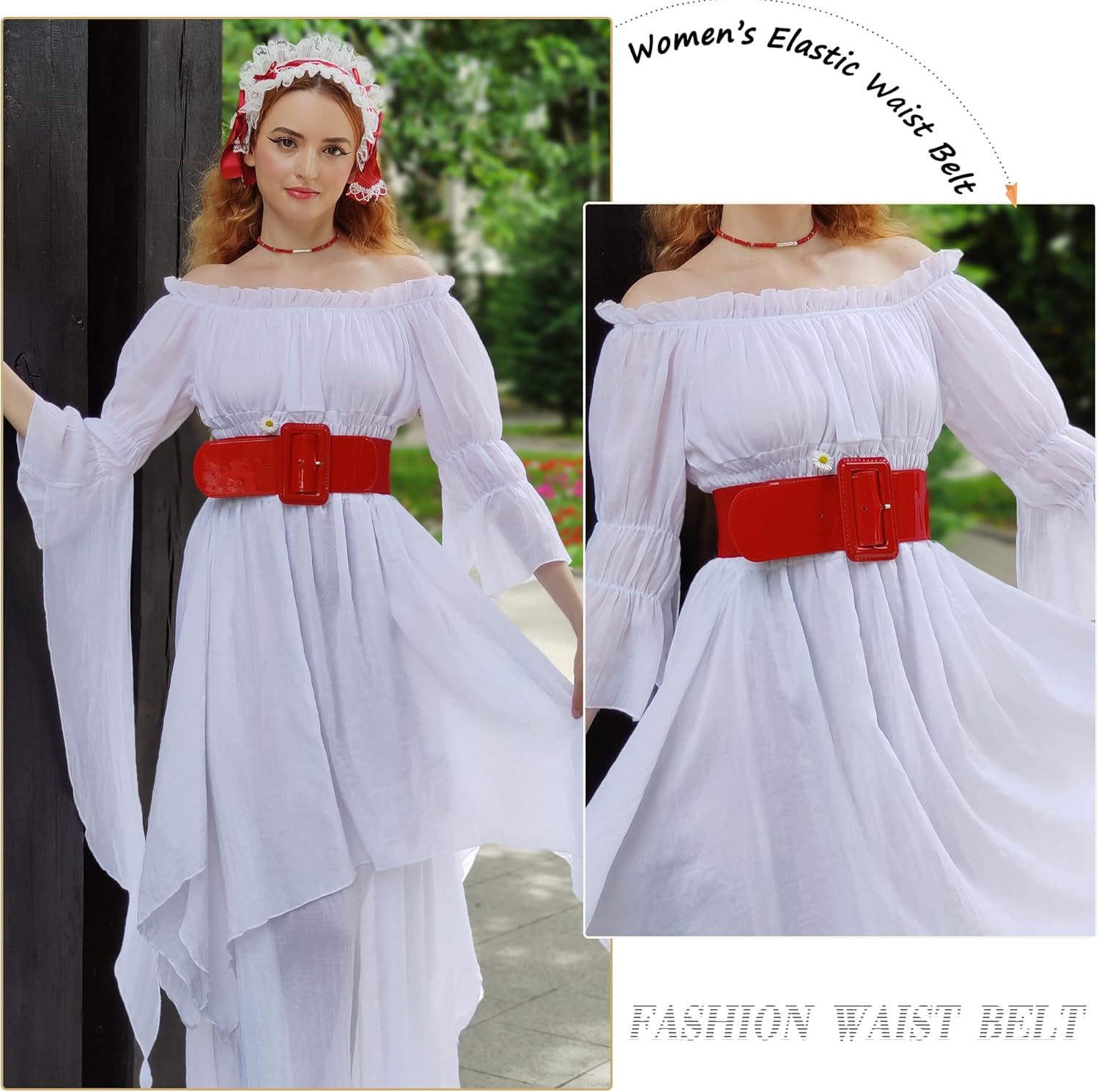 GRACE KARIN Women's Stretchy Belt 1950s 3 Inch Wide Elastic Belts - Image 4