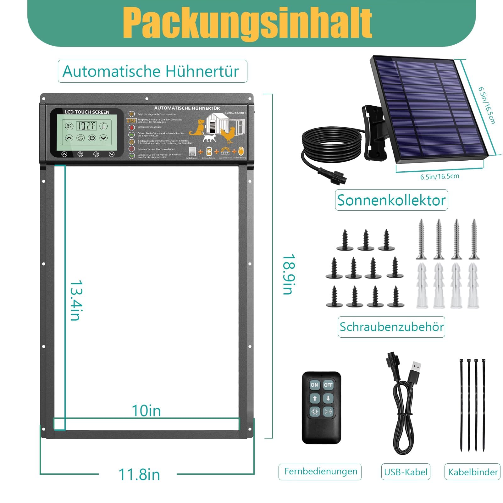 Clapet automatique à énergie solaire et USB, en aluminium, avec capteur radar, minuterie, capteur de lumière, grand écran, télécommande, étanche, noir