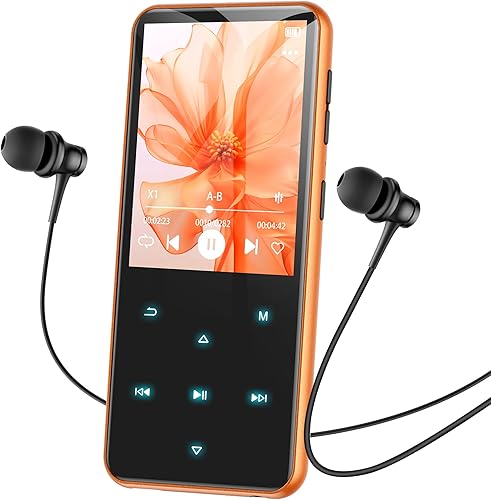 AGPTEK Reproductor MP3 de 64 GB con Bluetooth, reproductor de música M3 de 2.4 pulgadas con altavoz y radio FM, botones táctiles, soporta hasta 128