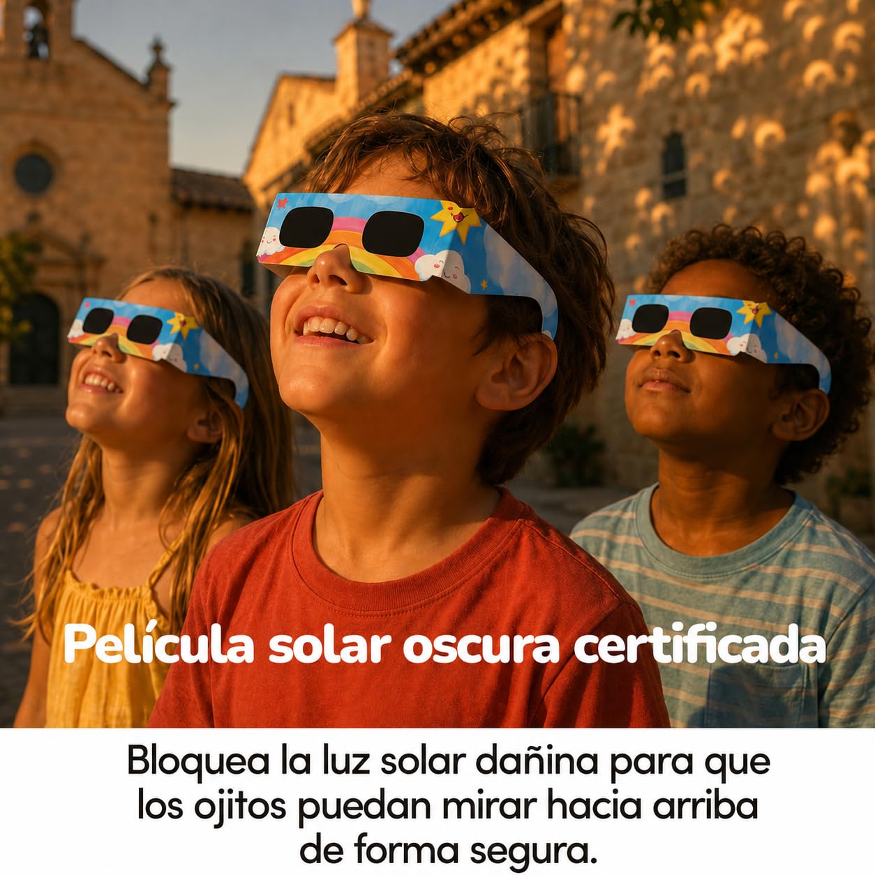 Medical king Gafas Eclipse Solar Homologadas ISO 12312-2 - Viene Con 2 Lentes Fotográficos Para Smartphone Aprobados según la norma ISO, con certificación CE: Gafas para ver eclipses solar 2026