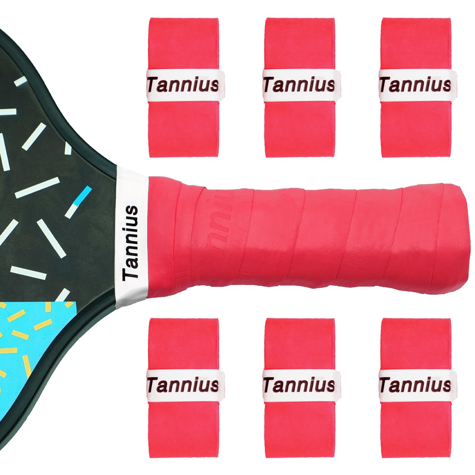 Tannius Pickleball Paddle Grip Tape, 6 Pack Precut Dry Feel Pickleball Grips, Absorbent and Enhanced Pickleball Paddle Overgrip