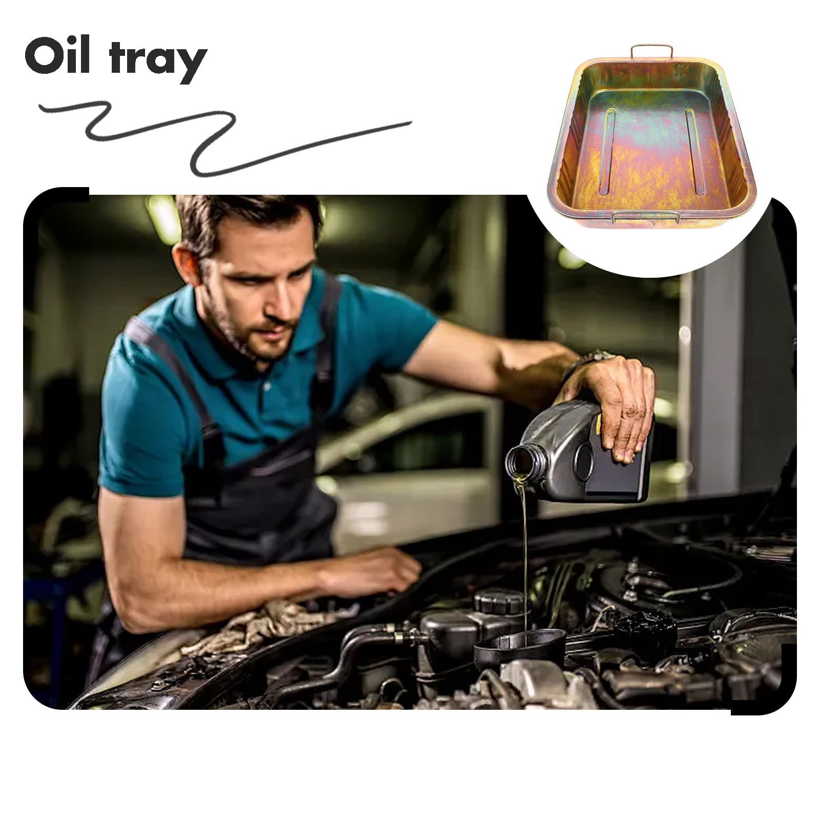 ABOOFAN Bac D'huile pour Automobile de Acier Récupération Vidange | Plateau de Collecte, Nettoyage Simple, Rangement des Pièces, Usage Atelier pour Différents Modèles
