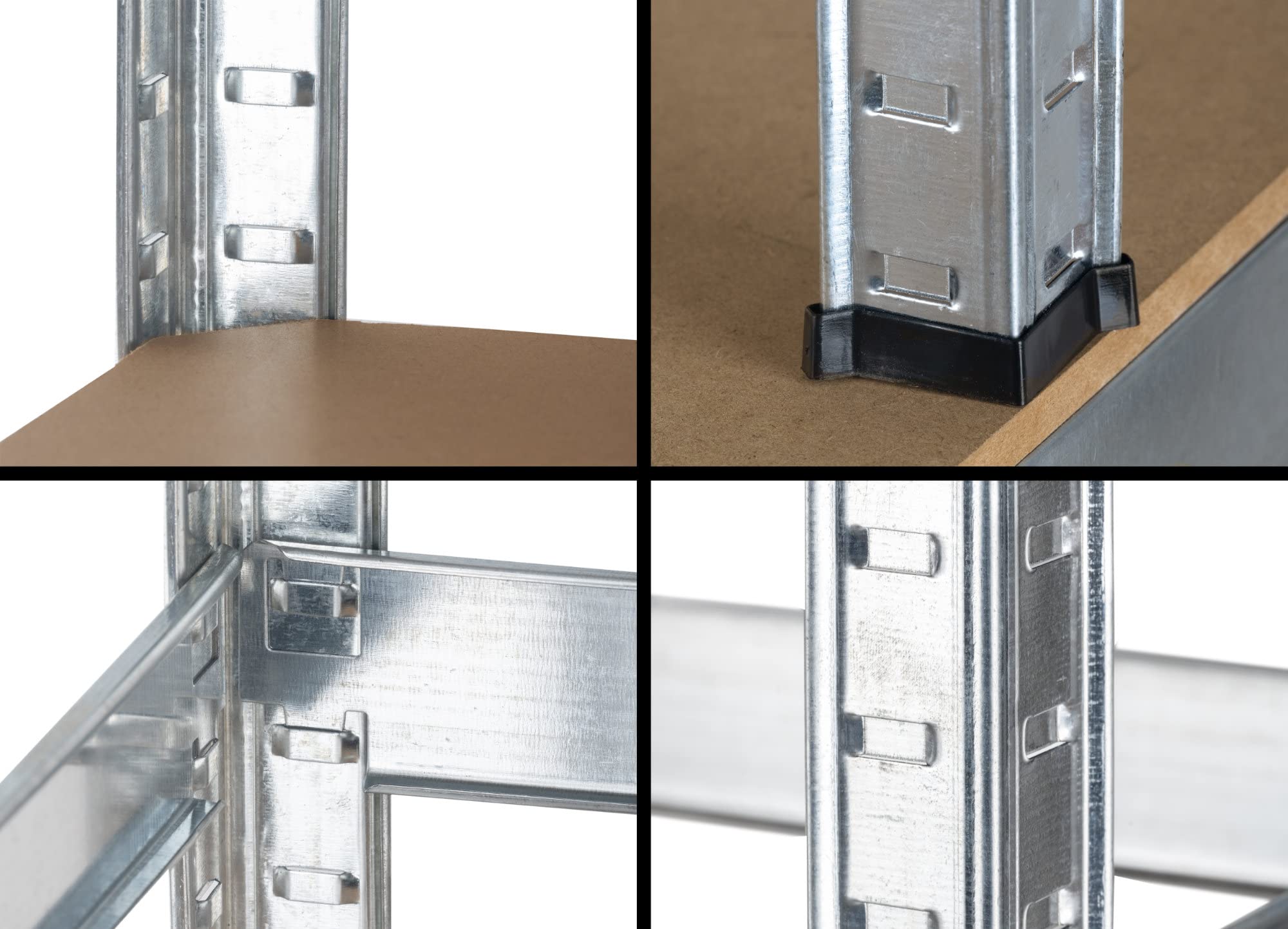 Stagecaptain WBR-175 SR Scaffale da Banco da Lavoro con Ripiani in Legno | Scaffale a incastro robusto per officina, magazzino, cantina e dispensa, Struttura metallica zincata