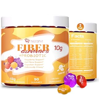 Migcopat 10G Fiber Gummies for Adults - Support Digestive Health - Fiber Supplement with 30 Billion CFU Probiotics Blend, ACV, Vitamin C, Inulin - No Sugar Added - Fruit Flavored - 180 Count - Amazon product rated Grade A