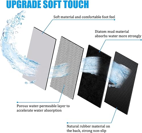 Miniatura 5 de Forieca Diatomaceous Earth - Tapete de baño de 15.7 x 23.6 pulgadas, antideslizante, de secado rápido, súper absorbente, lavable, lavable a máquina,