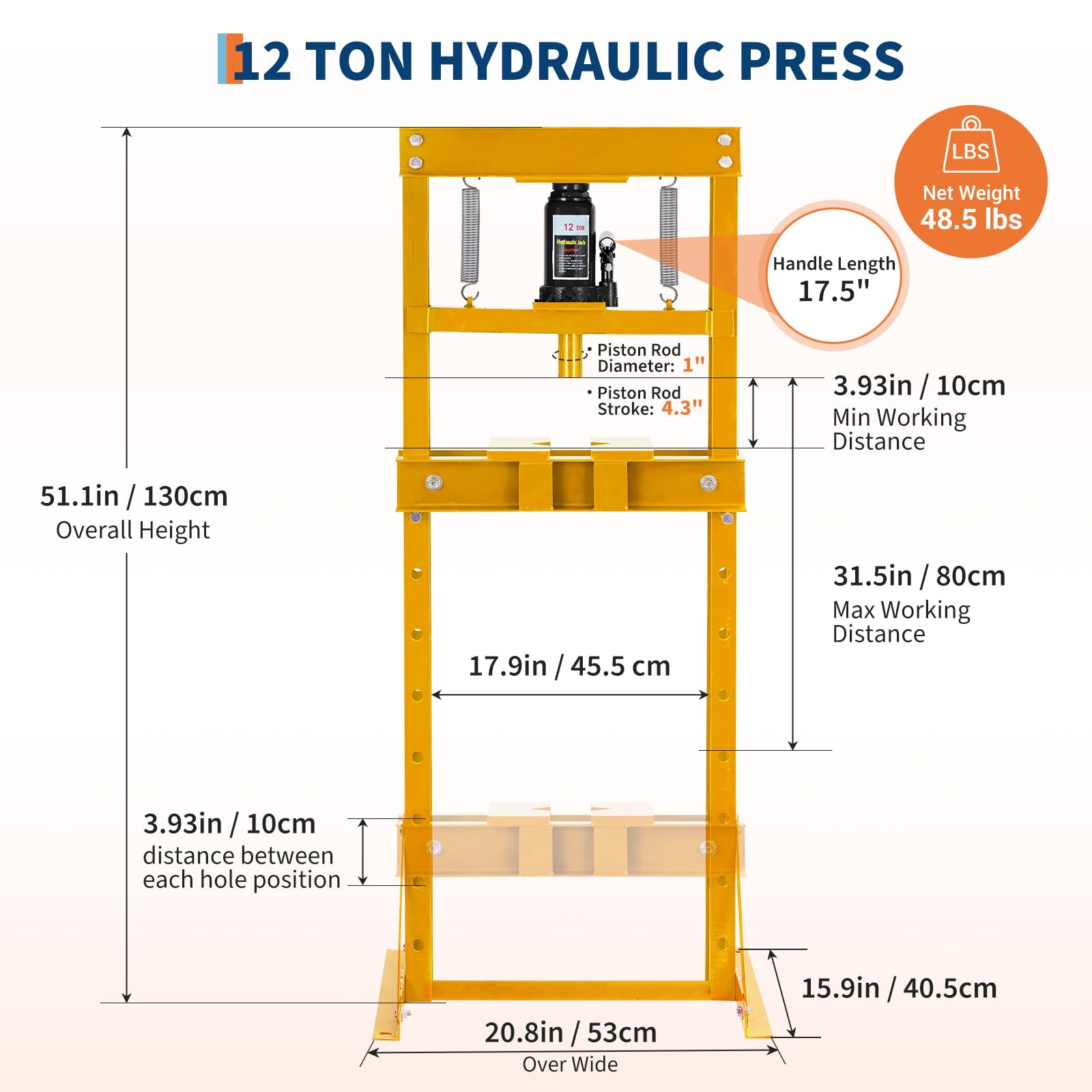 Zstar Presse Hydraulique 6T avec Table Réglable Et Plaques en Acier