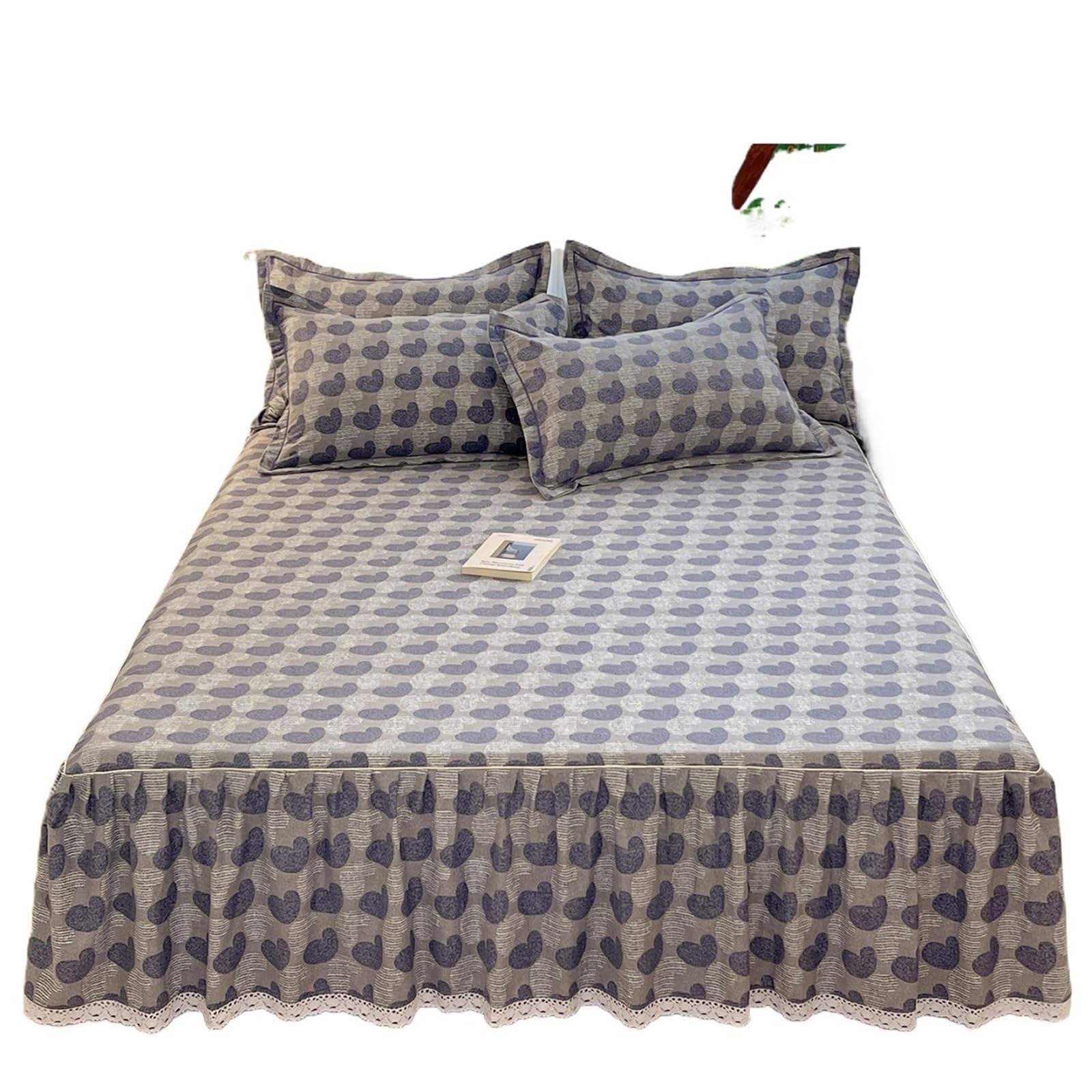 Floral Style Bed Skirt Single/Double/Queen/King Size Cover Bedspread Ruffles Linen(N,SKing 200x220cm 1pc)