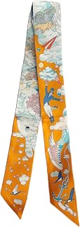 100% Mulberry Silk Scarf for Handbags,Bags, and Purses,1Pcs 2"x35" Hair Ribbon Skinny Neck Scarves for Women