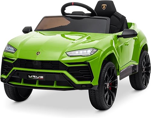 Kidzone - Vehículo eléctrico para niños con licencia de 12 V y 7 Ah Lamborghini Urus con control remoto de 24 G radio puerto USB AUX suspensión de