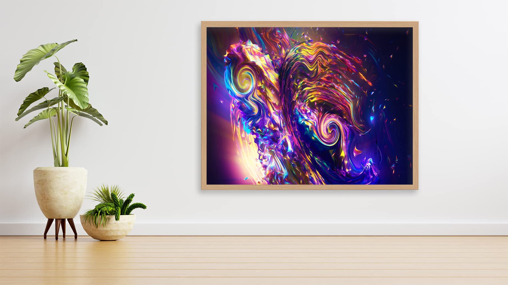 VERRE ART Printed Framed Canvas Painting for Home Decor Office Studio Wall Living Room Decoration (34x22inch Wooden) - Quick Jam Abstract