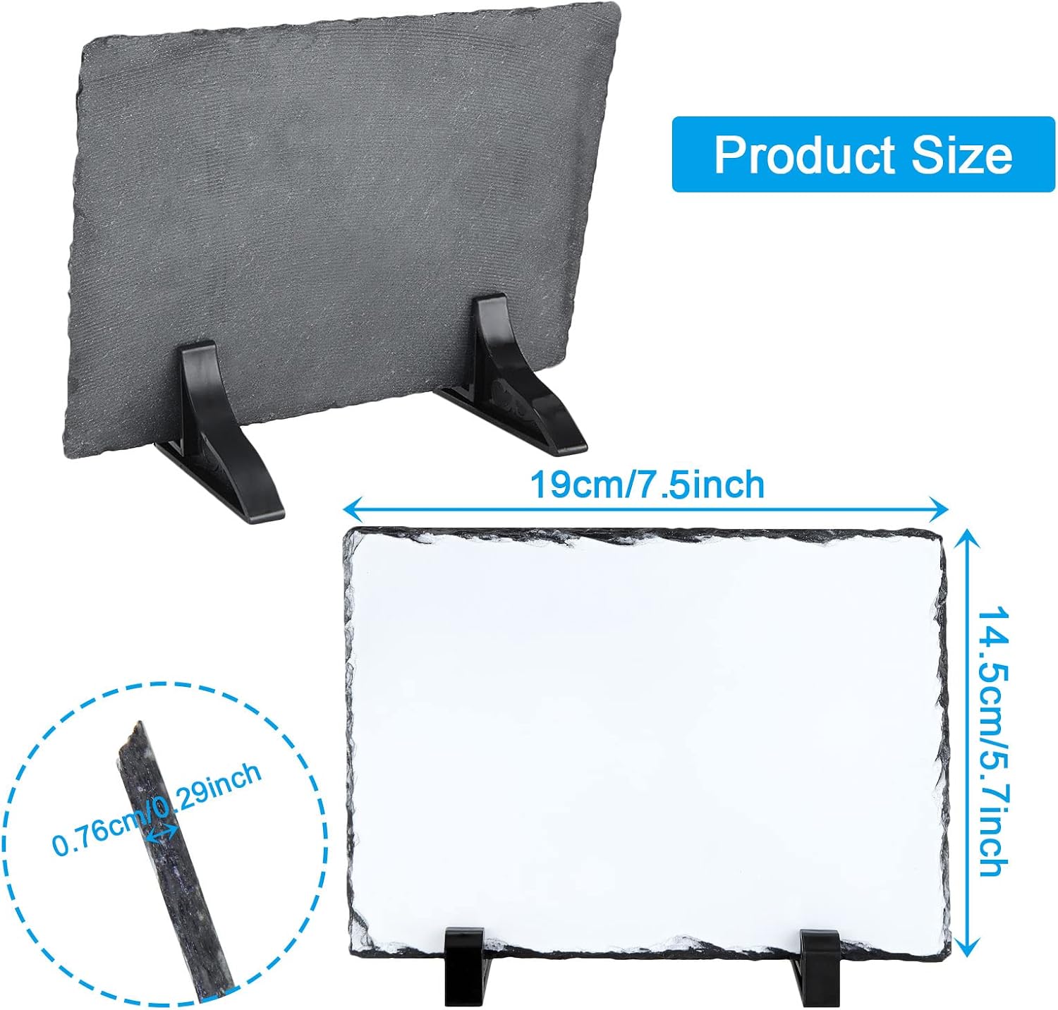 JMIATRY 4PCS Sublimation Slate Blanks 5x7 Inch Rock Stone Slate Sublimation Plaque Blanks Matte Surface Photo Slates Blanks for Sublimations Rectangular Slates Sublimations Blanks with Display Stand